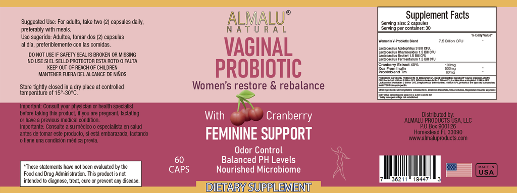 VAGINAL PROBIOTICS BY ALMALU 60 CAPS