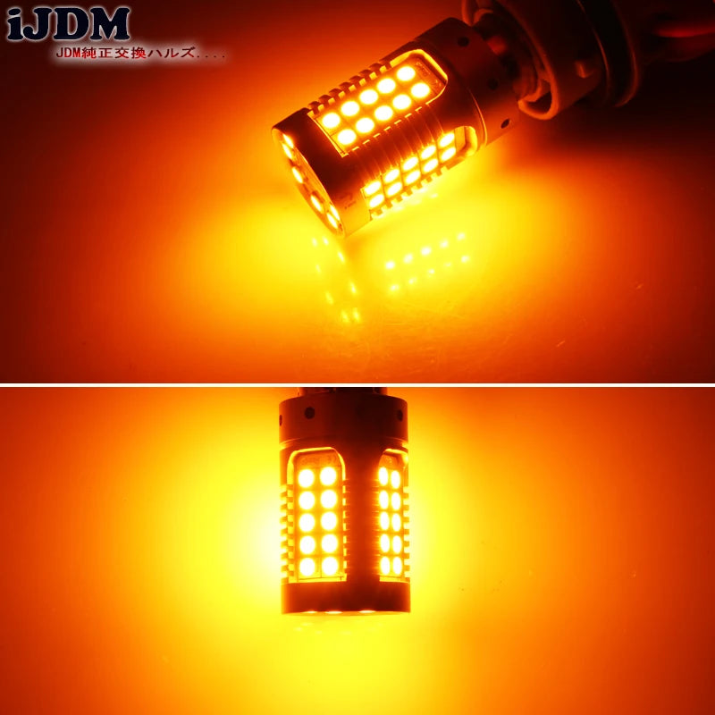 IJDM coche BAU15S LED No Hyper Flash amarillo ámbar 48-SMD 3030 LED 7507 PY21W bombillas LED para luces de señal de giro, Canbus sin errores