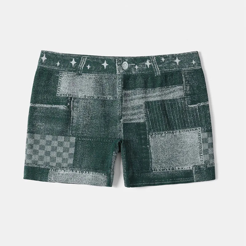 Pantalones cortos de mujer, pantalones vaqueros de imitación elásticos para entrenamiento, pantalones deportivos de Yoga, mallas de levantamiento de glúteos, mallas cortas atléticas para Fitness sin costuras