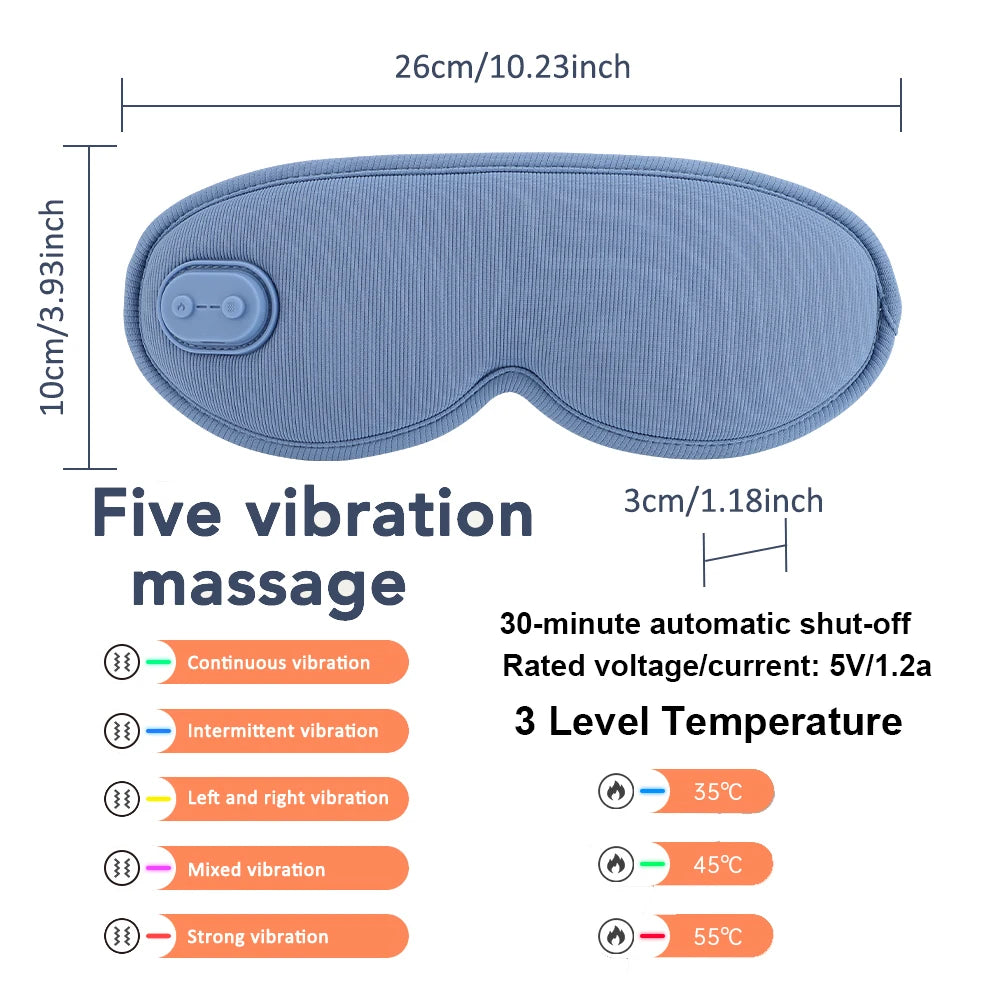 Máscara de ojos de compresión caliente con carga USB, alivio de ojos secos, masaje calentado, máscara de ojos de vapor con Control remoto, sombra de ojos para dormir en la oficina