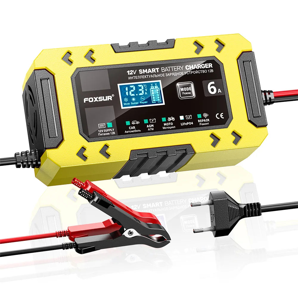 Cargador de batería 12V 6A inteligente con función de reparación