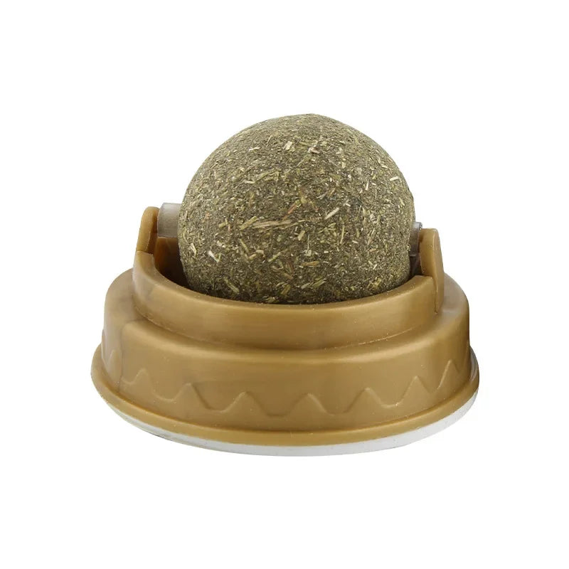 Bola adhesiva de pared de gato con hierba gatera Natural, juguete para golosinas, elimina bolas de pelo naturales saludables para promover la digestión, aperitivos de hierba para gatos para mascotas