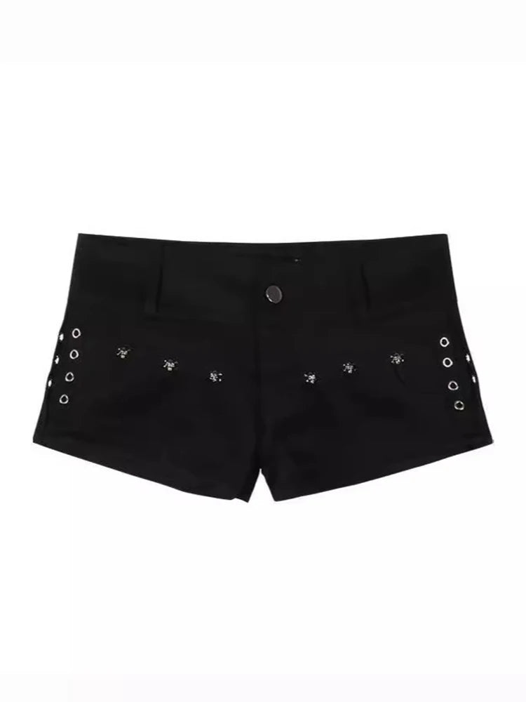 Pantalones cortos vaqueros Y2K para mujer, ropa de calle Popular ajustada, personalidad diaria, estudiantes, moda de vacaciones, pantalones vaqueros góticos Retro sexis de ocio con remaches