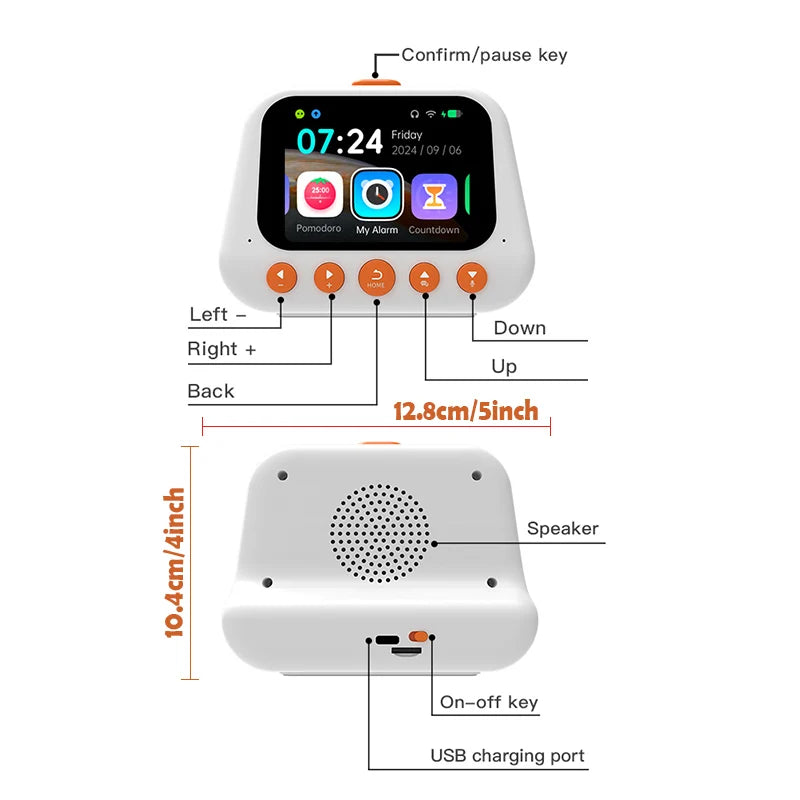 Reloj Despertador Inteligente con IA, Compañero Educativo, Reproductor de Música/Historias, Temporizador Pomodoro, Robot Genial, Regalo para Niños y Niñas