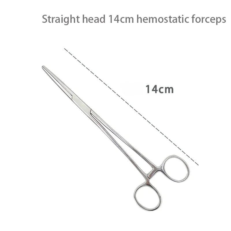 Pinzas hemostáticas de acero inoxidable con punta curva y recta