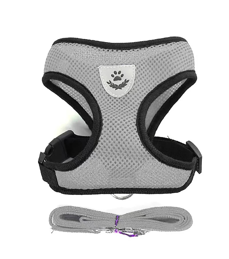 Conjunto de arnés y correa para perros pequeños y gatos de malla transpirable, arnés ajustable para gatos, chaleco para cachorros, Bulldog Francés, Chihuahua, Pug