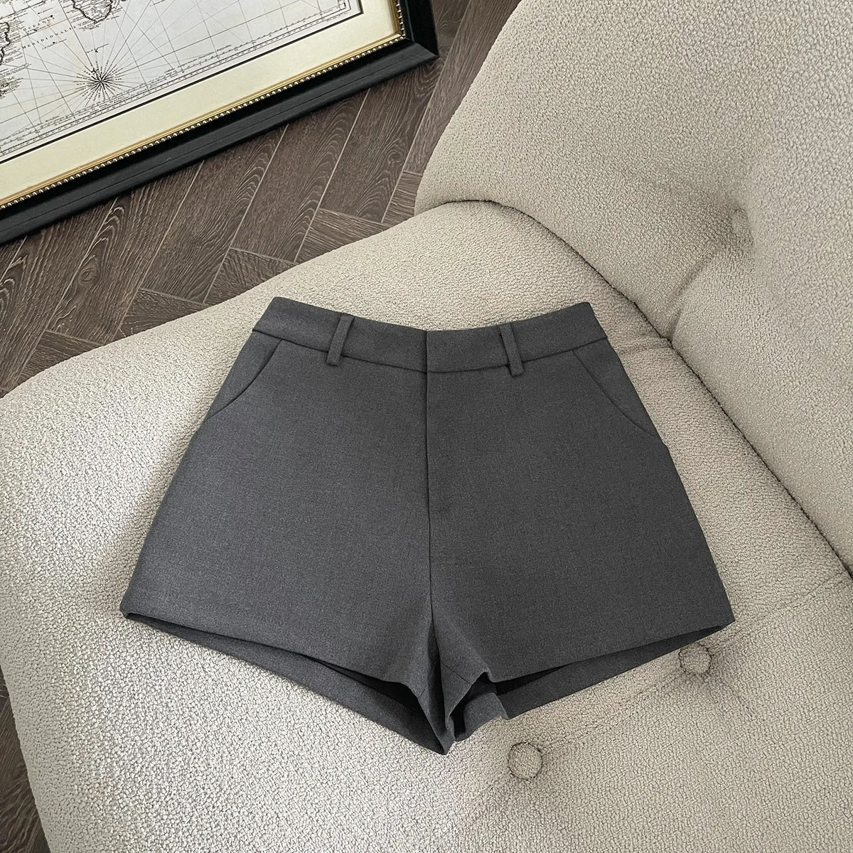 Pantalones Cortos de Mujer 2026, Elegantes, Lisos, Corte A, Pierna Ancha, Moda Verano, Cintura Alta, Estilo Coreano, Casuales, para Oficina y Trabajo