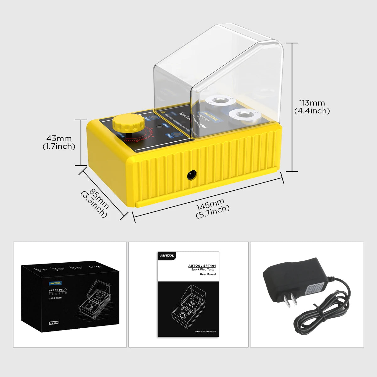 AUTOOL-probador de bujías de coche SPT101, Detector de doble orificio ajustable automático, Analizador de bujías de encendido, 110V, 220V, para vehículos de 12V