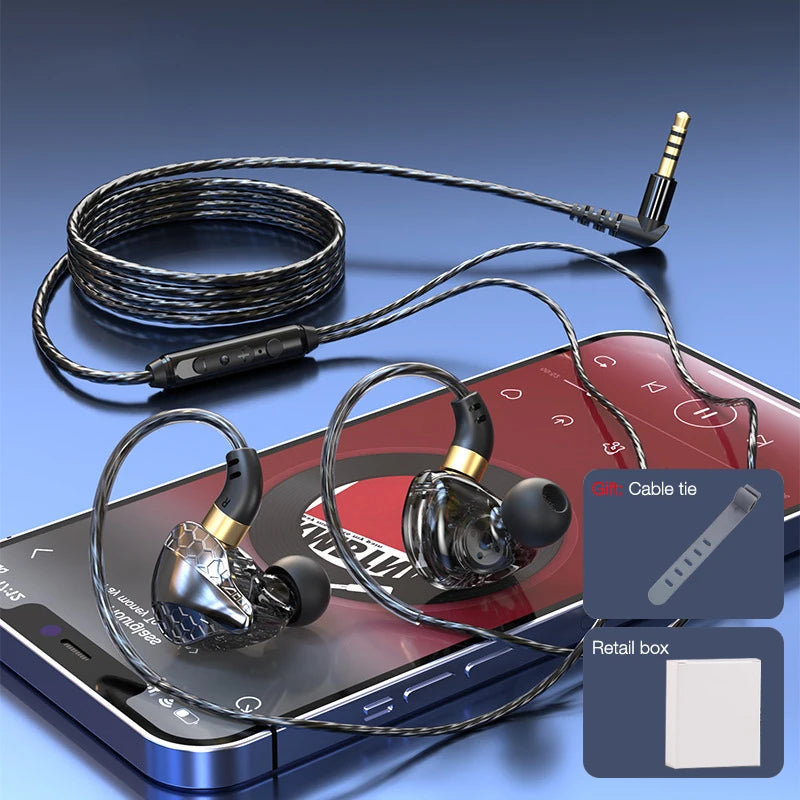 EARDECO Auriculares con cable de 3,5mm auriculares con cable de graves auriculares deportivos estéreo auriculares con micrófono cable para auriculares