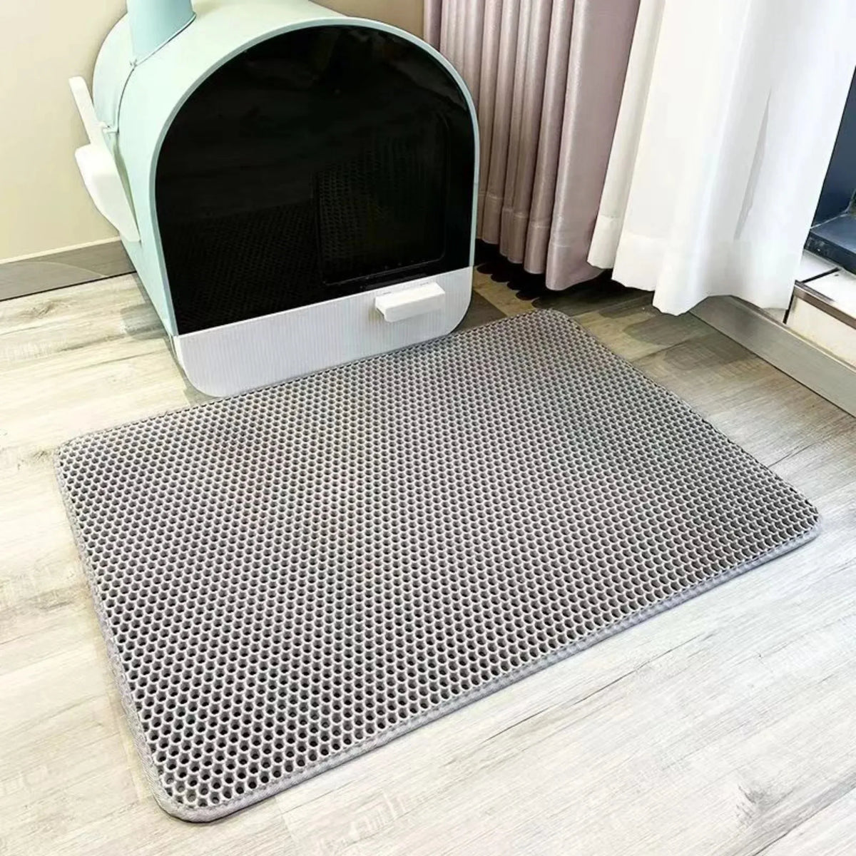 Alfombra para Arenero de Gatos, Resistente, Impermeable, de 2 Capas, Antideslizante, Lavable, Protector de Piso para Mascotas, Retenedor de Arena, Producto para Mascotas