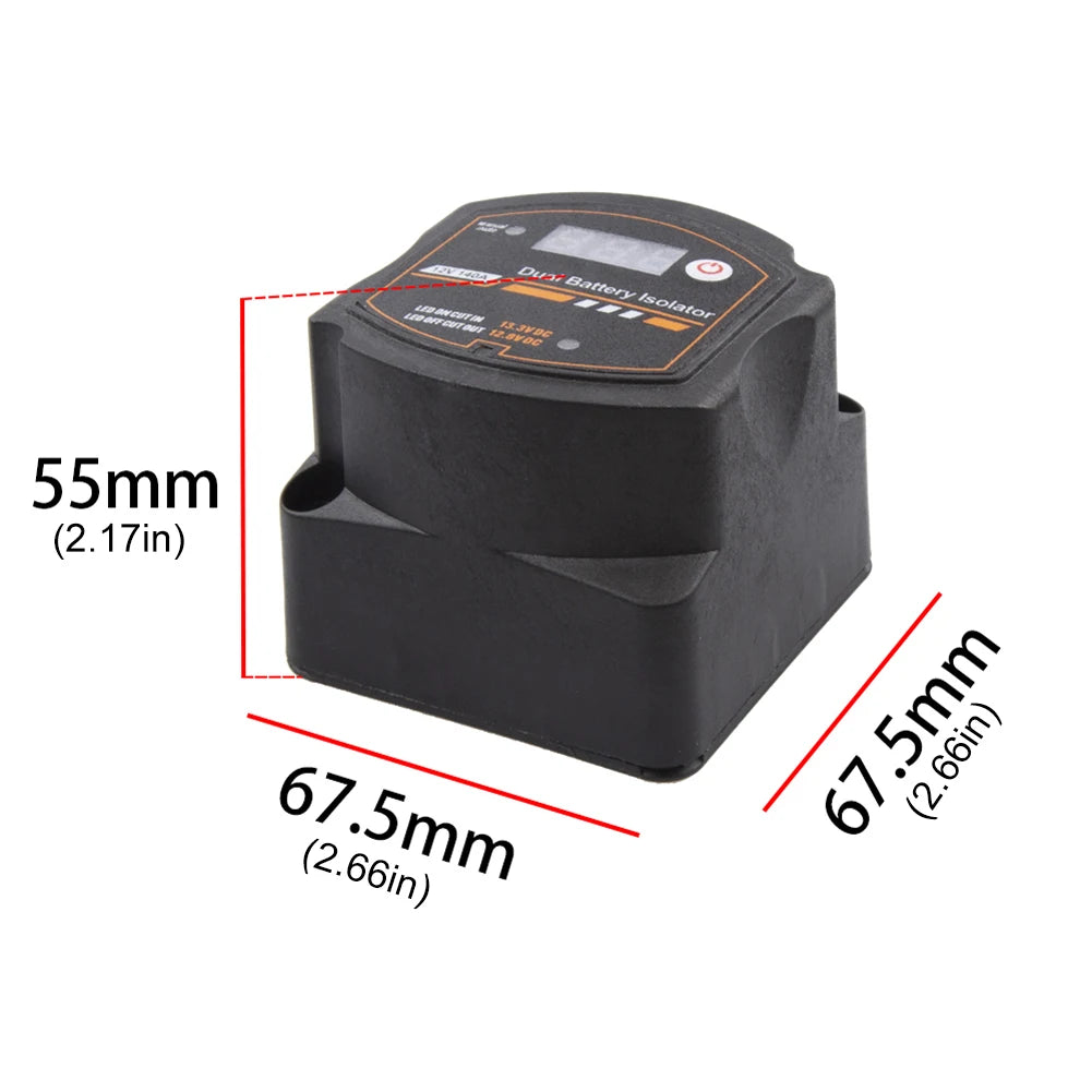 Aislador de batería Dual, relé sensible al voltaje Manual automático de 12V 140A con voltímetro Digital inteligente VSR para Camper, coche, RV, yate, barco
