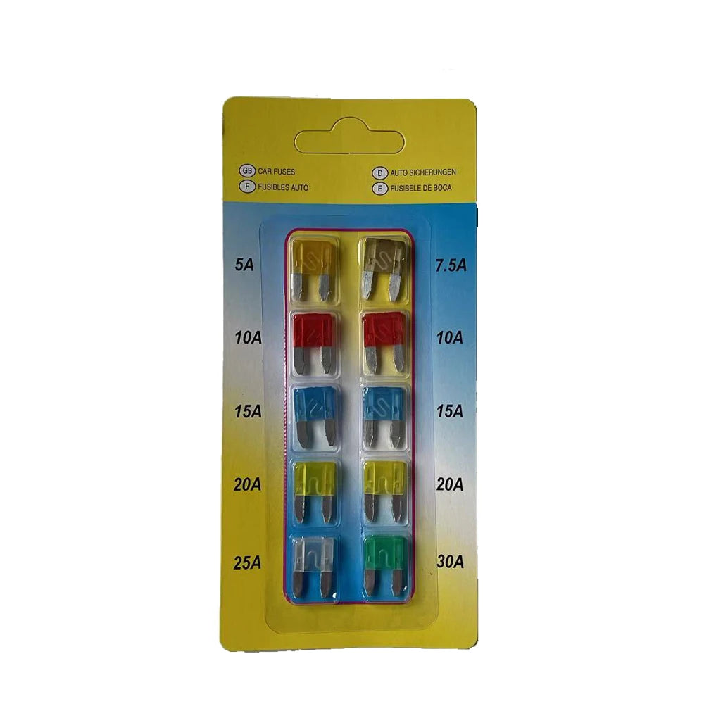 Kit de fusibles de seguro de coche, combinación de Clip amplificador, juego de fusibles de cuchilla de coche con circuito de inspección, pluma eléctrica, pieza de reparación de fusibles, 10 Uds.