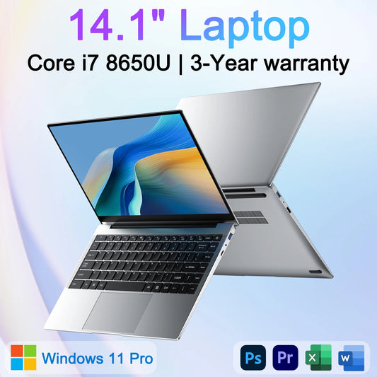 Portátil Ultra Delgado Intel Core I7 8650U de 14.1 Pulgadas, 32 GB de RAM, 2 TB SSD, PC para Juegos, Oficina y Estudio, Windows 11 Pro
