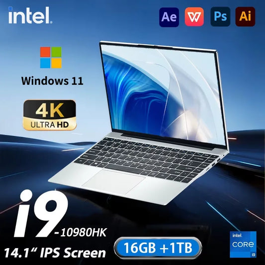 Portátil con Windows 11 Pro, Pantalla HD de 14.1 Pulgadas, Intel Core I9 10980HK, 16GB de RAM, 1TB/2TB SSD