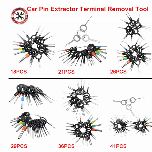 Extractor de pines de coche, Kit de eyector de Terminal, Conector de crimpado de cableado, Extractor de enchufe, herramienta de mano de reparación, accesorios