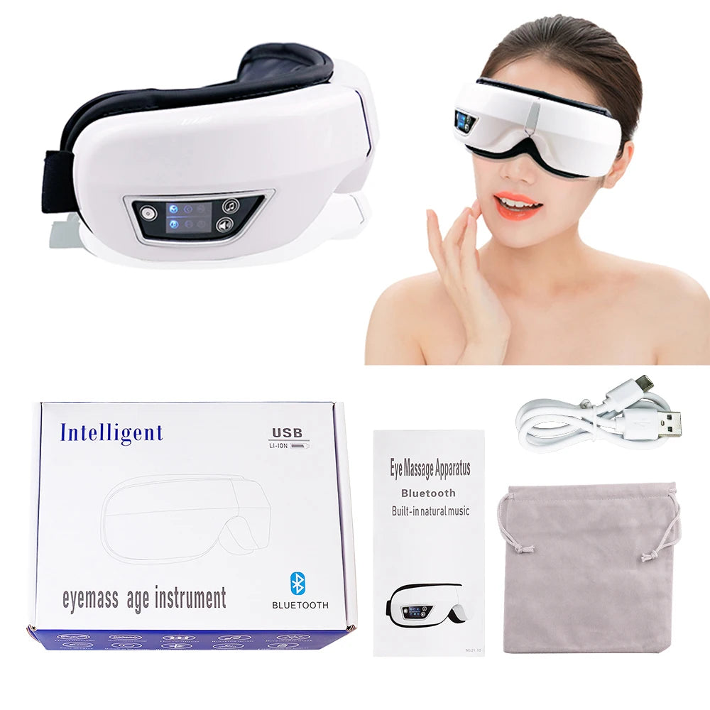 Masajeador de Ojos Inteligente con Doble Airbag, Plegable, Vibrador, Amasador, Relaja los Músculos Oculares, Alivia la Sequedad y la Fatiga Ocular, Portátil, para el Cuidado de los Ojos en el Hogar