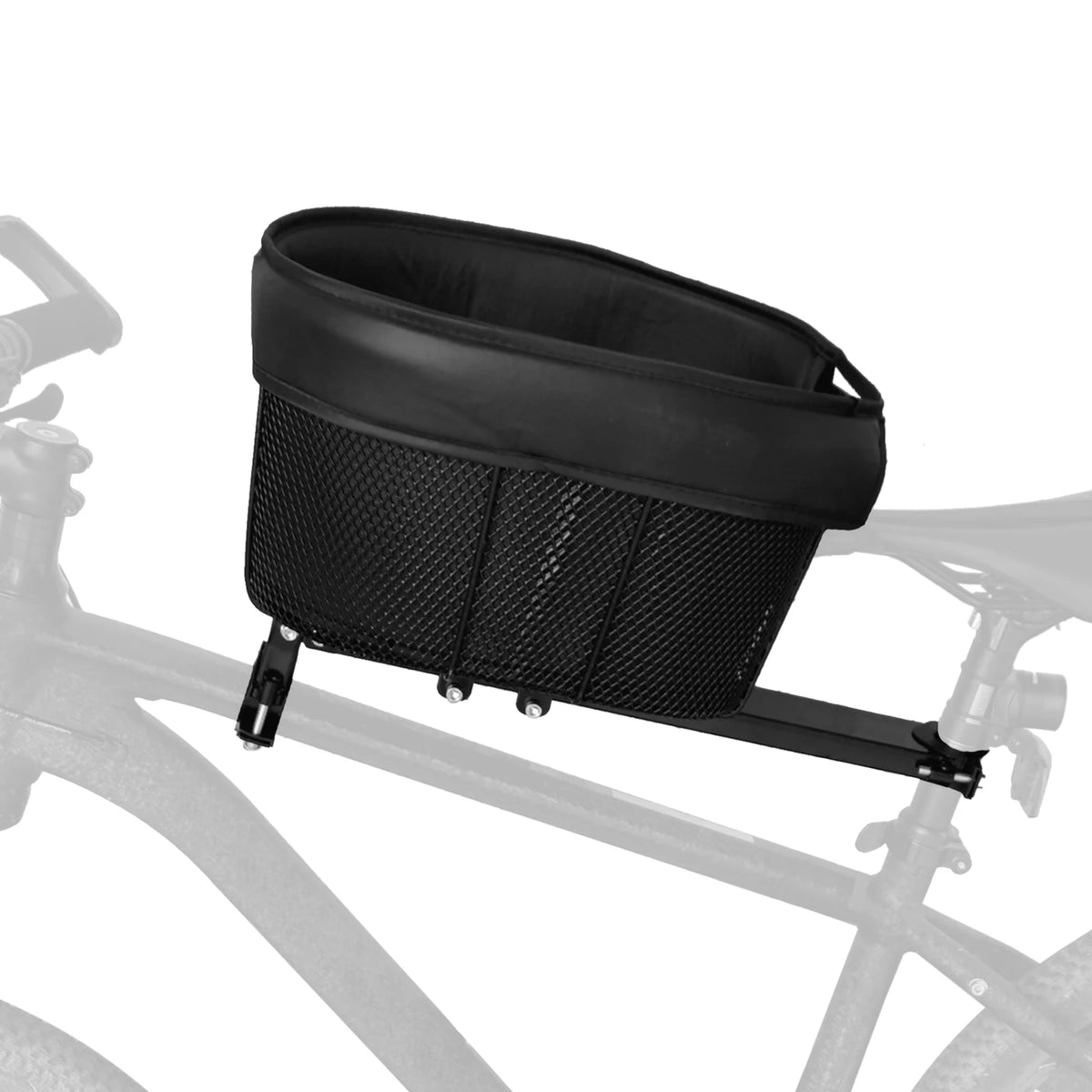 Cesta de ciclismo para perros, cesta de compras portátil para gatos y perros, barra transversal delantera con forro de esponja, correa de seguridad negra