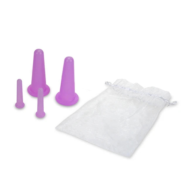 Juego de ventosas faciales de silicona, Kit de tazas de masaje al vacío, taza de masaje Facial de silicona Natural, herramienta de belleza antienvejecimiento, 4 Uds.