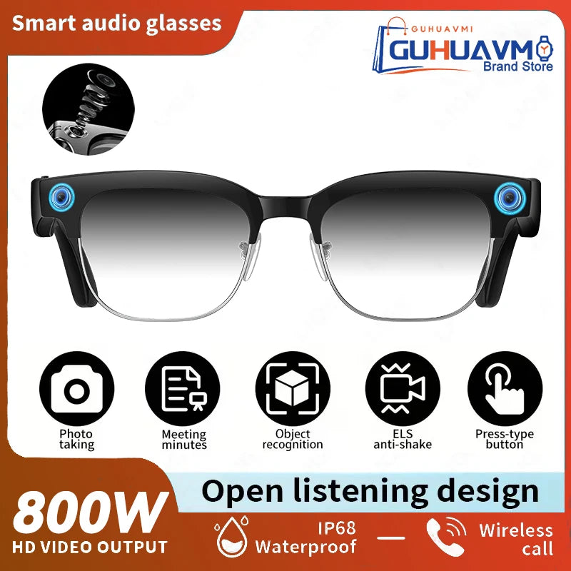 Gafas Inteligentes con IA 2026, Traducción en Más de 120 Idiomas, Cámara de 800W Píxeles, Reproductor de Música y Video, Llamadas, Gafas con Cambio de Color 8K para Hombre