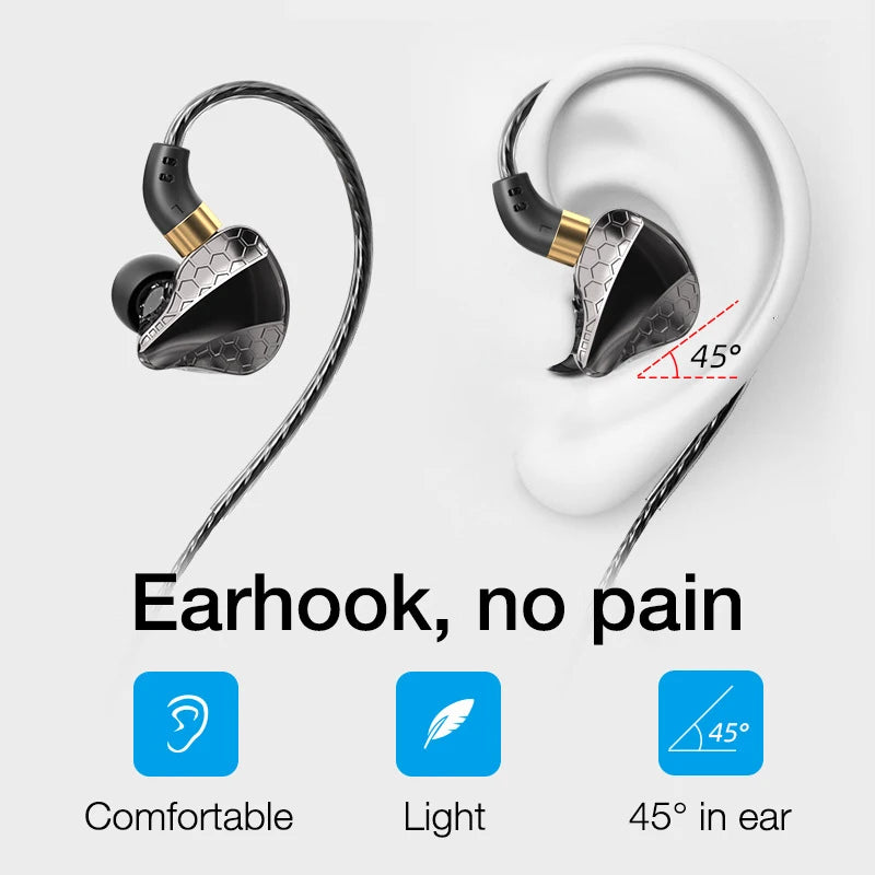 EARDECO Auriculares con cable de 3,5mm auriculares con cable de graves auriculares deportivos estéreo auriculares con micrófono cable para auriculares