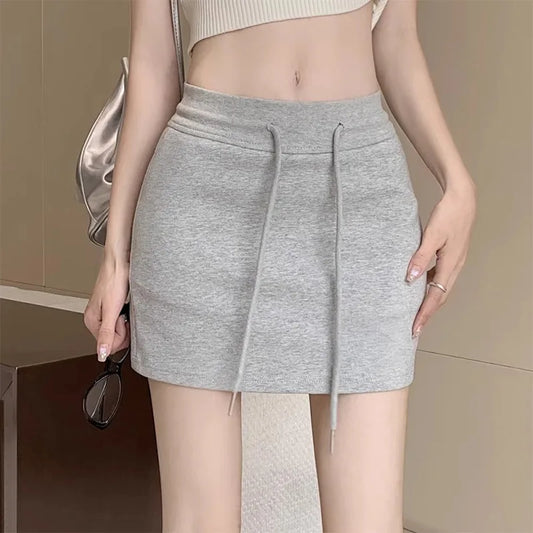 Falda corta deportiva gris antideslumbrante para mujer, falda corta de cintura alta para abrazar la cadera, pantalones y falda cómodos