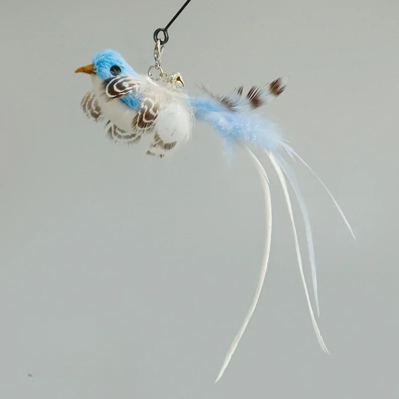 Accesorios de juguete de plumas para gatos, juguete de gusano de pájaros postizos con campana, juguetes para gatos, repuesto interactivo, pelota de espuma para entrenamiento
