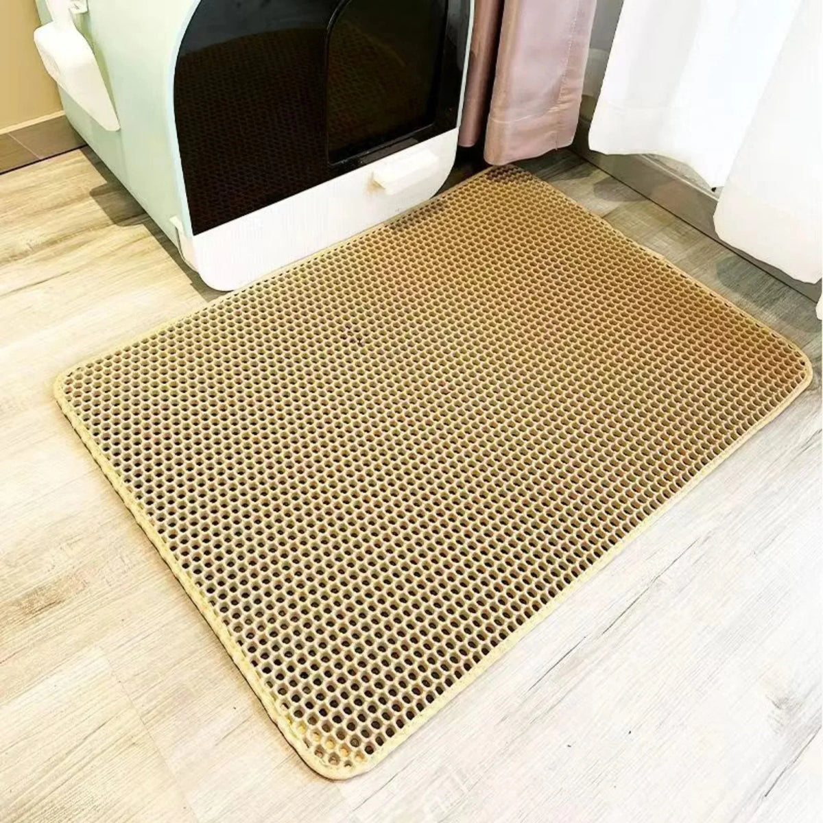 Alfombra para Arenero de Gatos, Resistente, Impermeable, de 2 Capas, Antideslizante, Lavable, Protector de Piso para Mascotas, Retenedor de Arena, Producto para Mascotas