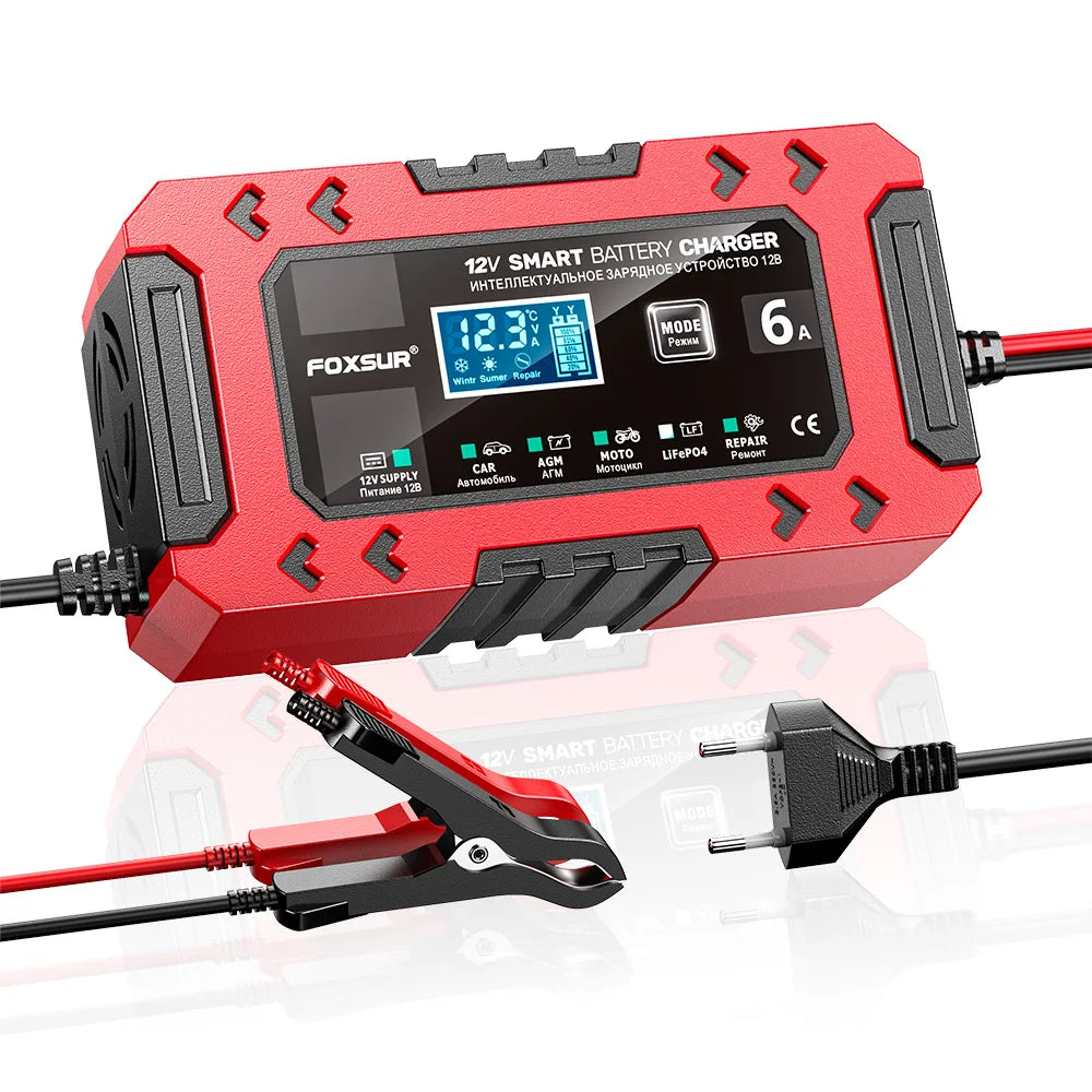 Cargador de batería 12V 6A inteligente con función de reparación