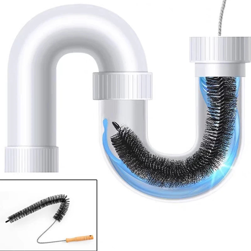 cepillo limpiador de tuberías flexible con mango de madera