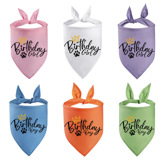 Pañuelo de Cumpleaños para Perro Sucado, Accesorios de Disfraces para Fiestas de Cumpleaños de Mascotas, Pañuelo de Cuello para Perro y Gato Disponible en 6 Colores