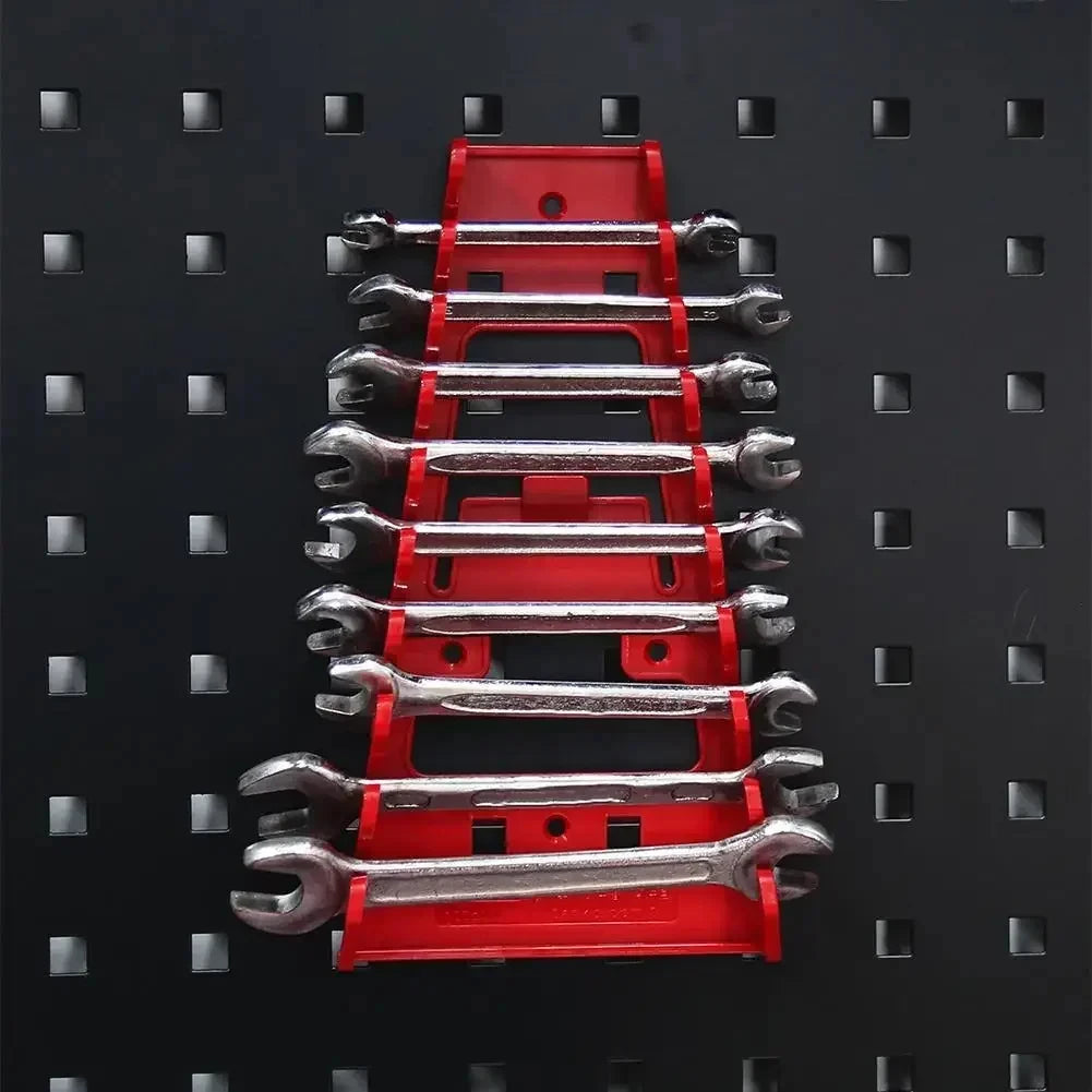 Organizador de llaves de plástico rojo y negro para herramientas