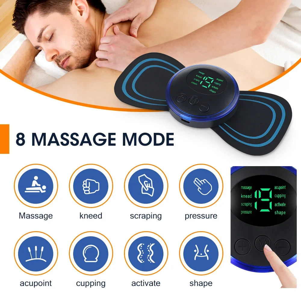 Masajeador de cuello eléctrico EMS, Estimulador de masaje muscular EMS, instrumento de baja frecuencia, parches para espalda, Cervical y pantorrilla, Mini dispositivo para articulaciones