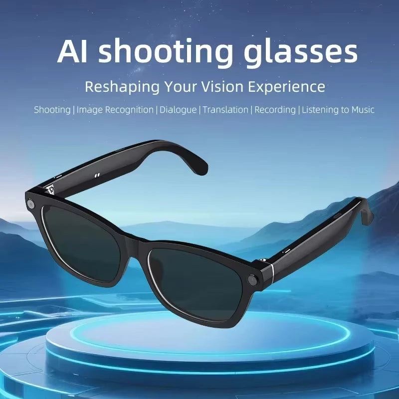 Gafas Inteligentes con IA, Traducción por IA, Cámara HD de 8MP, Grabación de Imágenes 4K, Conversación, Escucha de Música, Gafas Inteligentes para Motocicleta
