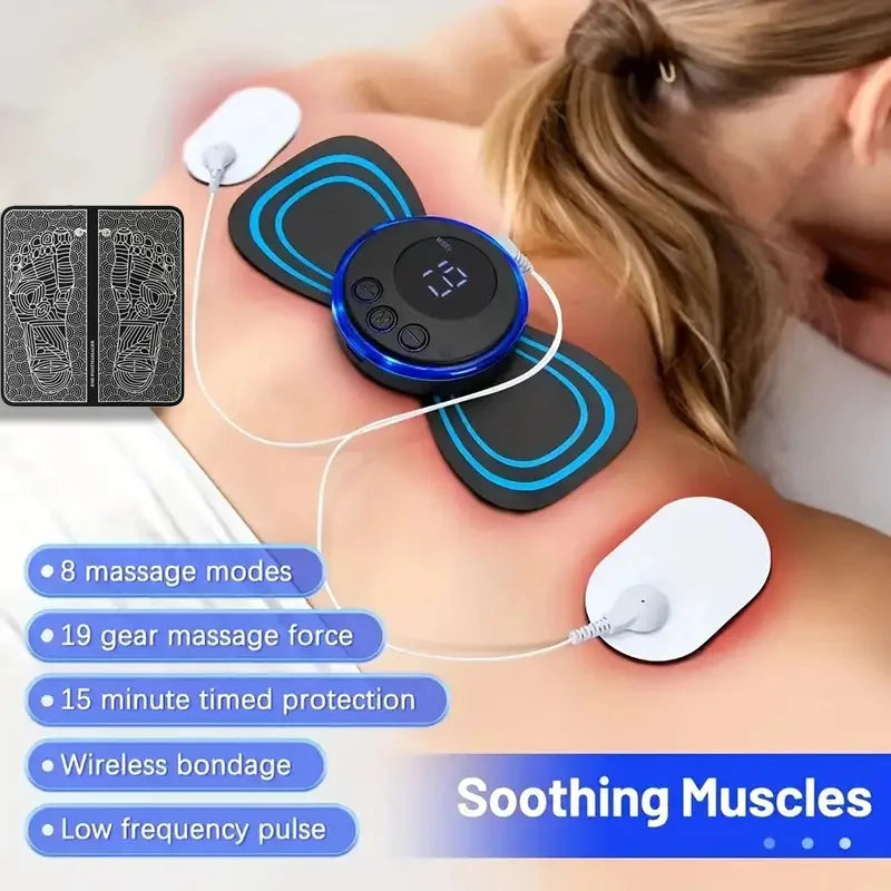 Masajeador de cuello EMS, Estimulador muscular eléctrico, pegatina Cervical, parche de masaje, almohadillas de pulso de baja frecuencia, Masajeador para aliviar el dolor corporal