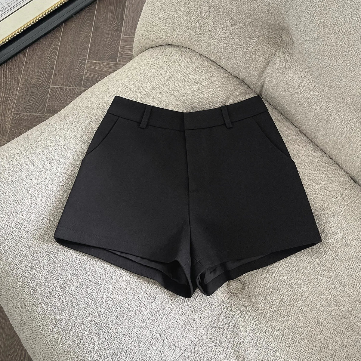 Pantalones Cortos de Mujer 2026, Elegantes, Lisos, Corte A, Pierna Ancha, Moda Verano, Cintura Alta, Estilo Coreano, Casuales, para Oficina y Trabajo