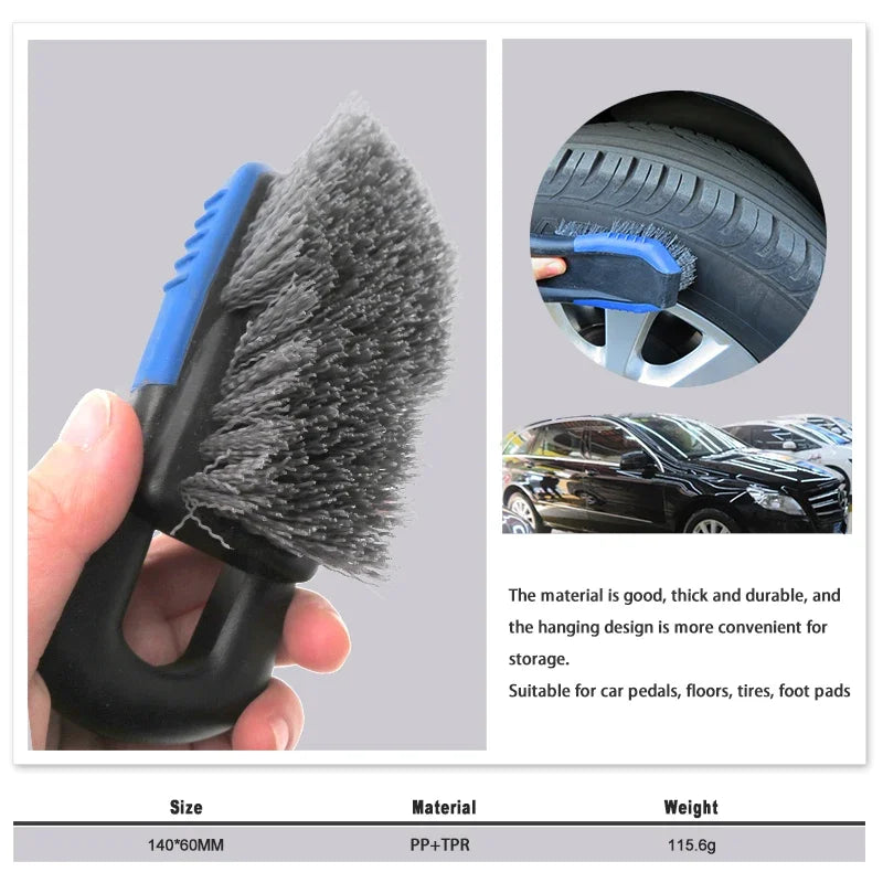 1 Uds. Cepillo para neumáticos de alfombras de coche y limpiador de tapicería, cepillo para alfombras, depurador para asientos Interior de coche, limpiador de tela para manchas de pelo