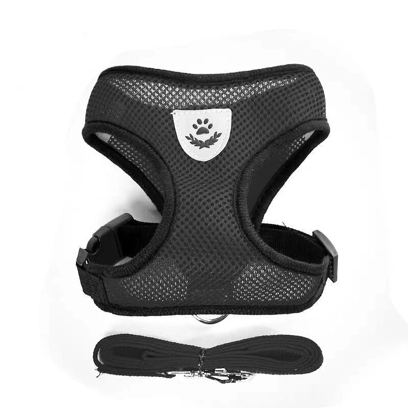 Conjunto de arnés y correa para perros pequeños y gatos de malla transpirable, arnés ajustable para gatos, chaleco para cachorros, Bulldog Francés, Chihuahua, Pug