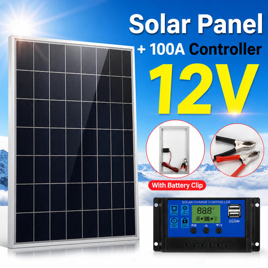 Kit de Panel Solar de 12V Completo, Generador Solar Portátil Recargable de 30W para Uso en Exteriores y en el Hogar