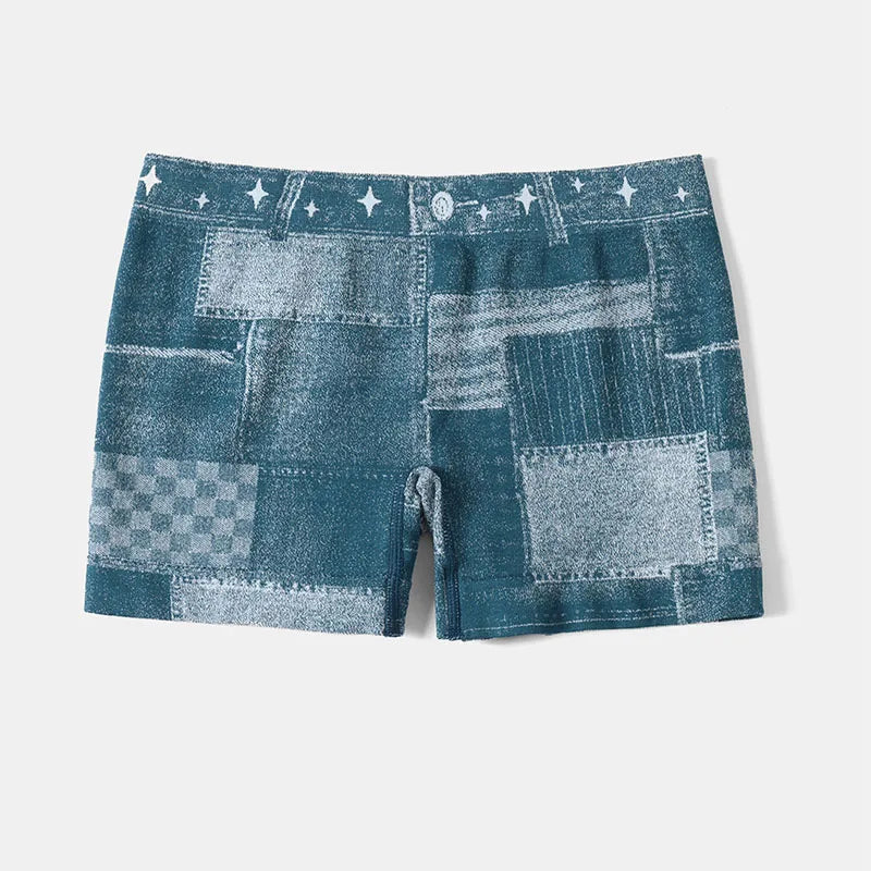 Pantalones cortos de mujer, pantalones vaqueros de imitación elásticos para entrenamiento, pantalones deportivos de Yoga, mallas de levantamiento de glúteos, mallas cortas atléticas para Fitness sin costuras