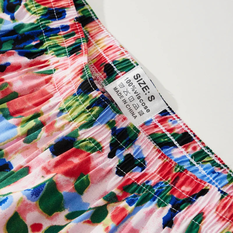 Pantalones cortos de verano para mujer, pantalones cortos holgados de 100% viscosa con cuadros florales para el hogar, pantalones cortos informales suaves y cómodos con cintura elástica