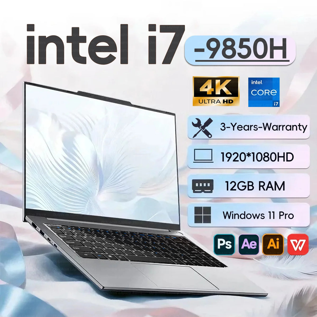 Computadora Portátil de 14.1 Pulgadas, Intel Core I7 9850H, 12GB de RAM, 512GB/1TB/2TB SSD, Laptop con Windows 11, Notebook para Oficina, Estudio y Juegos