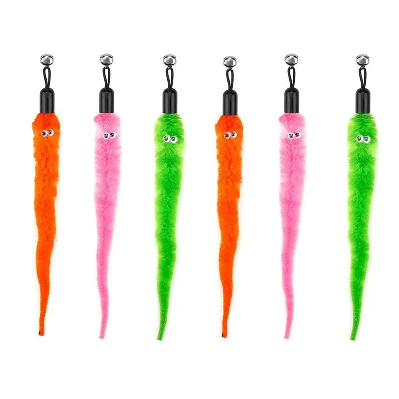 Accesorios de juguete de plumas para gatos, juguete de gusano de pájaros postizos con campana, juguetes para gatos, repuesto interactivo, pelota de espuma para entrenamiento