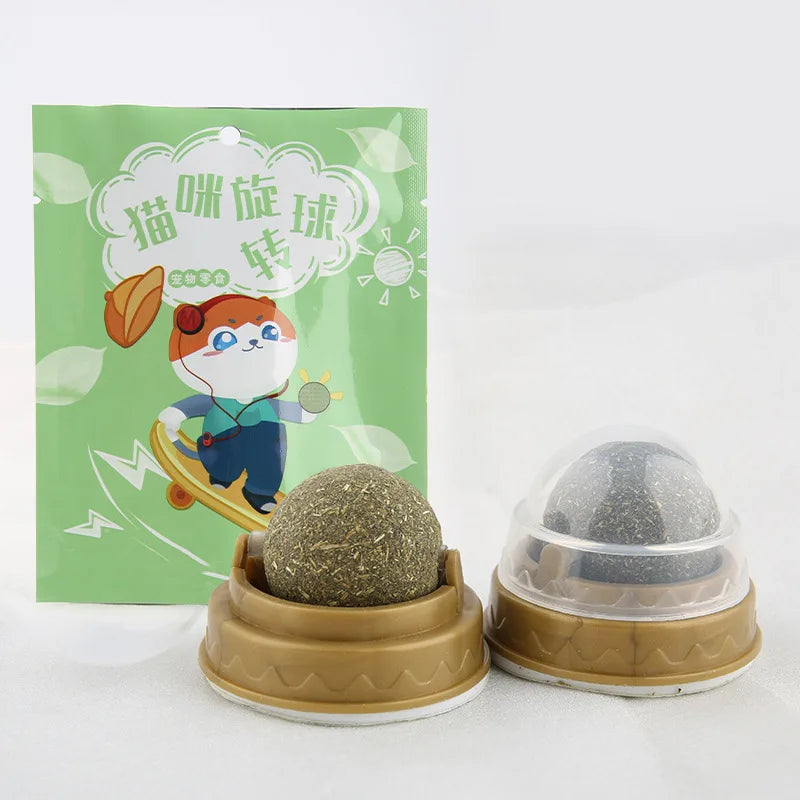 Bola adhesiva de pared de gato con hierba gatera Natural, juguete para golosinas, elimina bolas de pelo naturales saludables para promover la digestión, aperitivos de hierba para gatos para mascotas