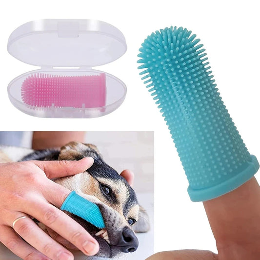Kit de Cepillo Dental de Silicona No Tóxico para Mascotas, Herramienta de Limpieza Dental para Perros, Gatos y Cachorros, Eliminación de Sarro, Cuidado del Mal Aliento