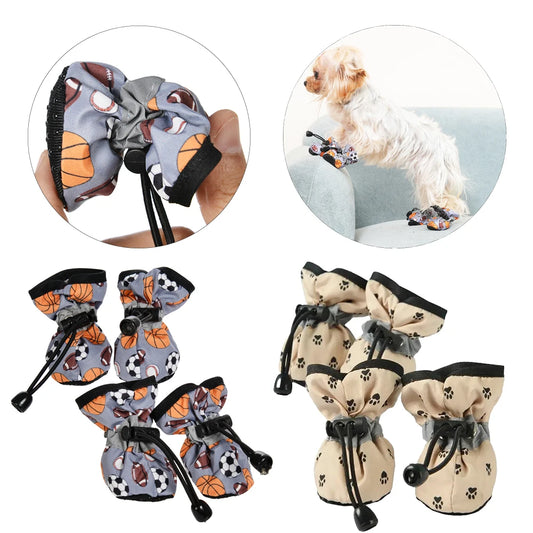4 Piezas de Zapatos para Perros, Impermeables, para Cachorros, Perros Pequeños y Medianos, Calcetines para Gatos, Botas Antideslizantes para la Nieve, Zapatos para Lluvia, Zapatillas para Yorkie