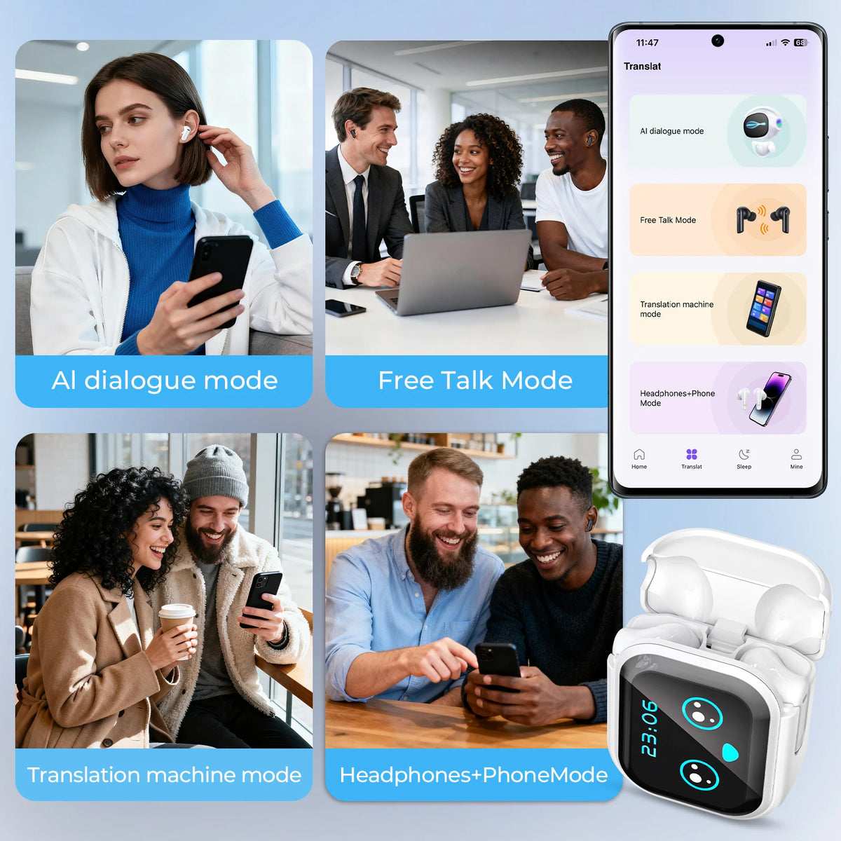 Auriculares Inalámbricos Bluetooth Originales HTC NE20, Auriculares Intrauditivos con Traducción IA, Pantalla Táctil LED, Sonido HIFI, Reducción de Ruido
