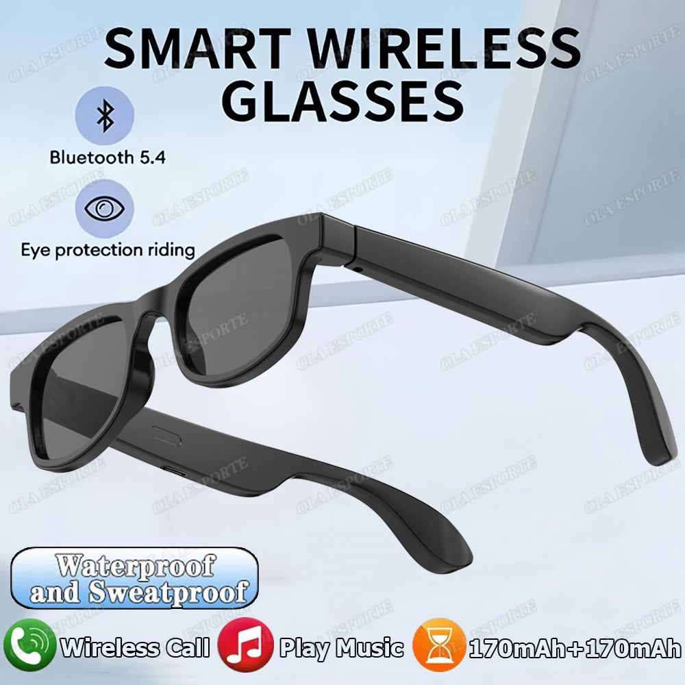 Gafas Inteligentes con IA para Hombre y Mujer, Multifunción, Reproducción de Música Táctil, Control Remoto de Cámara, Asistente de Voz, Gafas BT, Gafas de Sol HT30