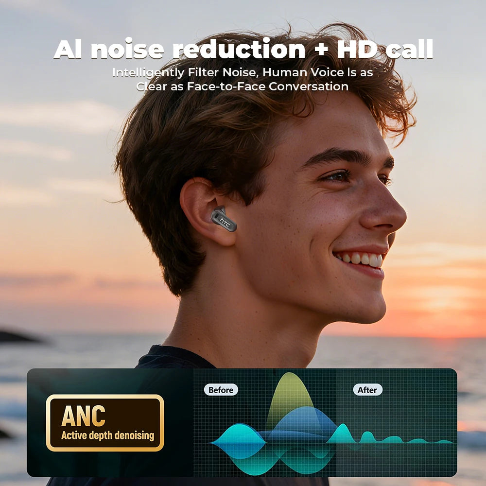 Auriculares Inalámbricos Bluetooth Originales HTC NE20, Auriculares Intrauditivos con Traducción IA, Pantalla Táctil LED, Sonido HIFI, Reducción de Ruido