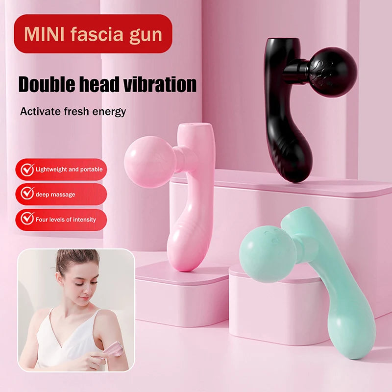 Nuevo Mini Masajeador Vibratorio Recargable de Doble Cabezal, Portátil, para Relajación Muscular de Cuerpo Completo, Universal
