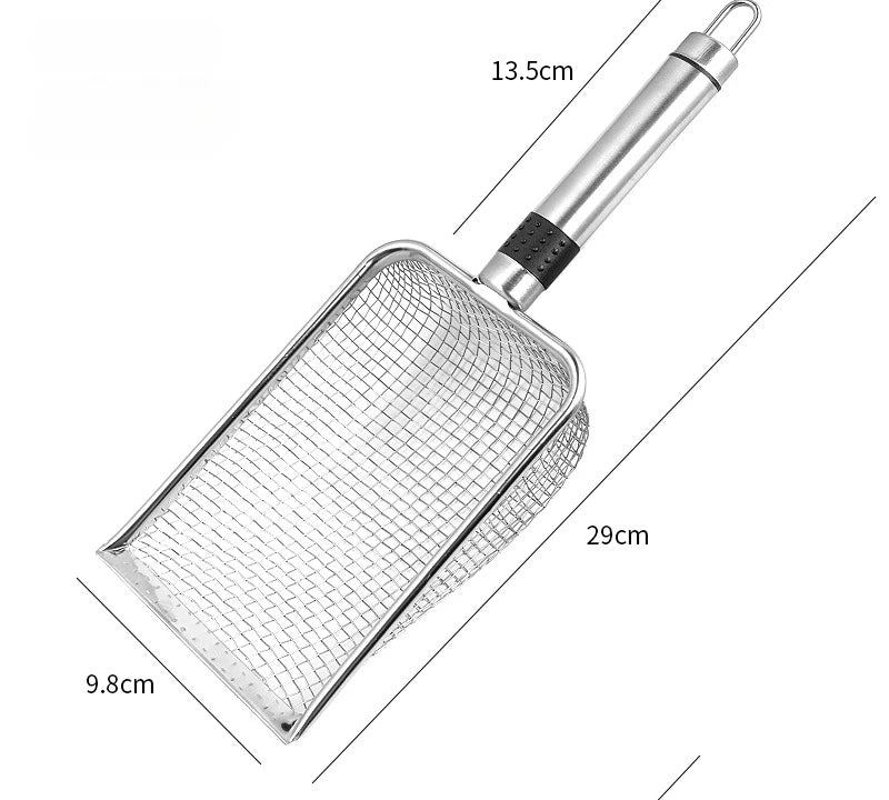 Pala de Acero Inoxidable para Recoger Excrementos de Perros y Gatos, Reduce el Polvo, Pala de Metal con Mango Largo, Herramientas de Limpieza para Mascotas